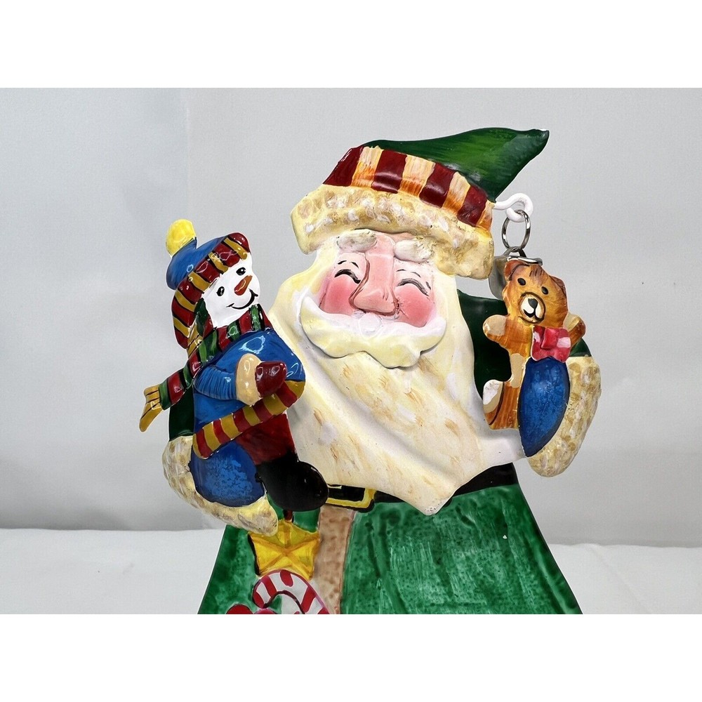 Fused Glass Santa Claus W Snowman Tea Light Candle Holder Christmas Versailles - Picture 2 of 7